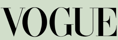 Black 'VOGUE' logo on a white background