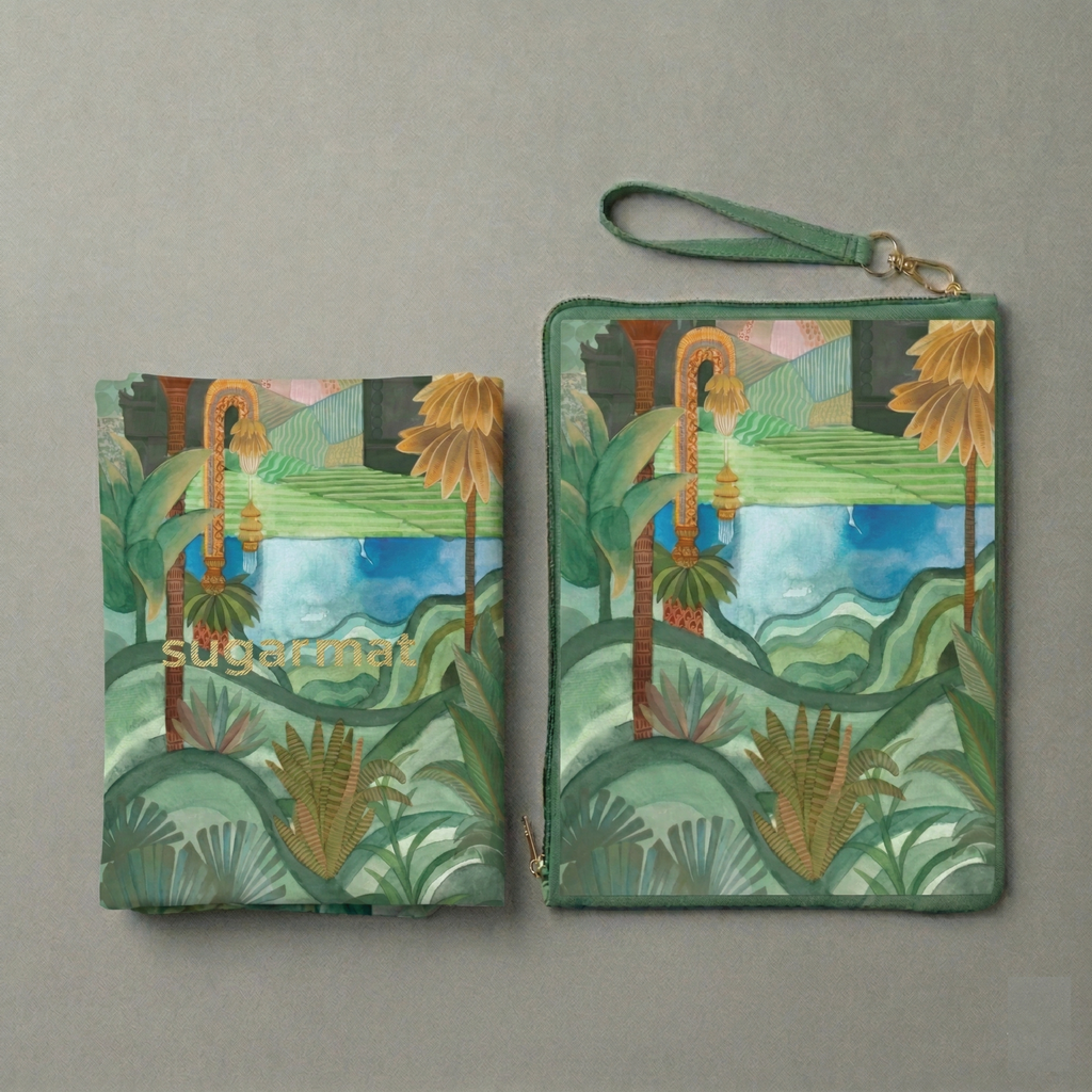 The Spotty Paradise | Suede Travel Yoga Mat (1MM) | Lightweight Rubber Base