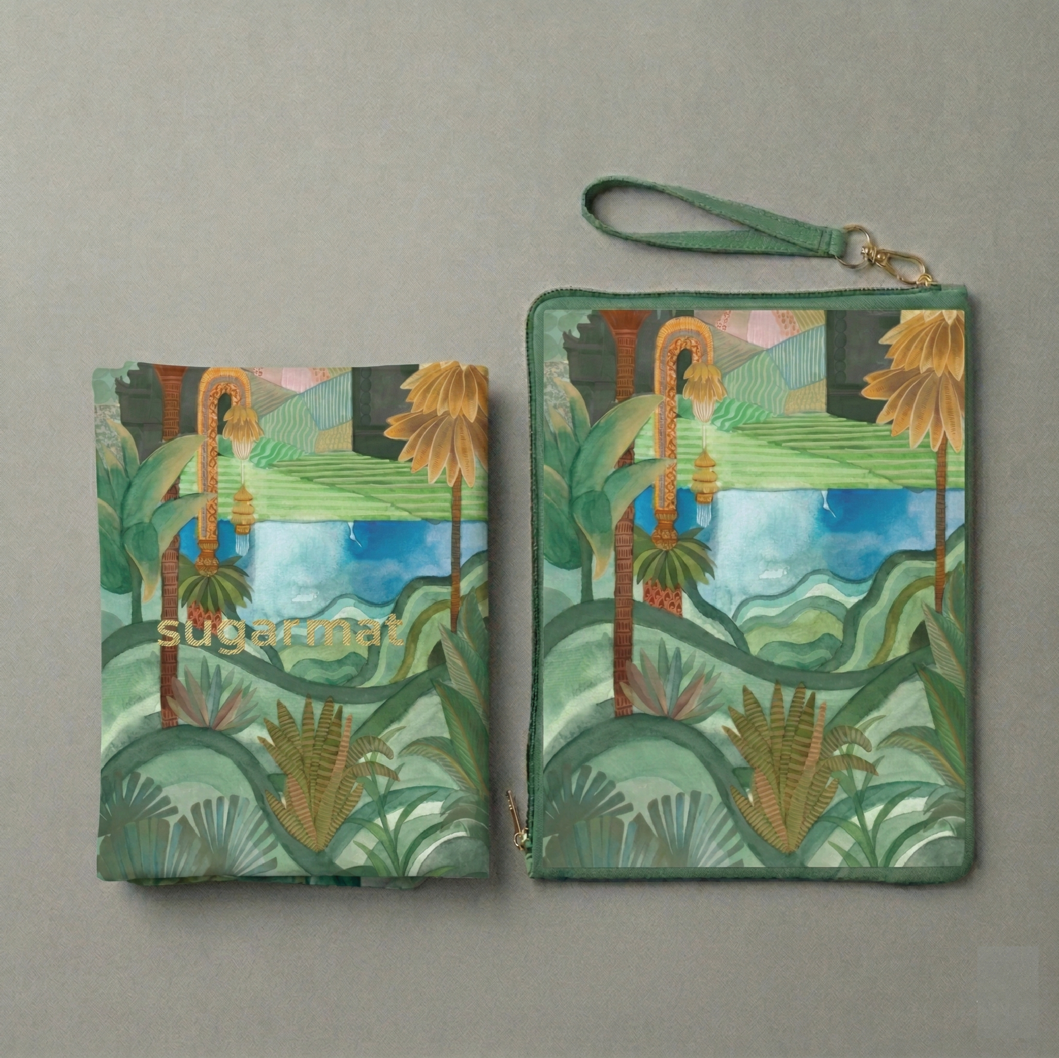 The Spotty Paradise | Suede Travel Yoga Mat (1MM) | Lightweight Rubber Base